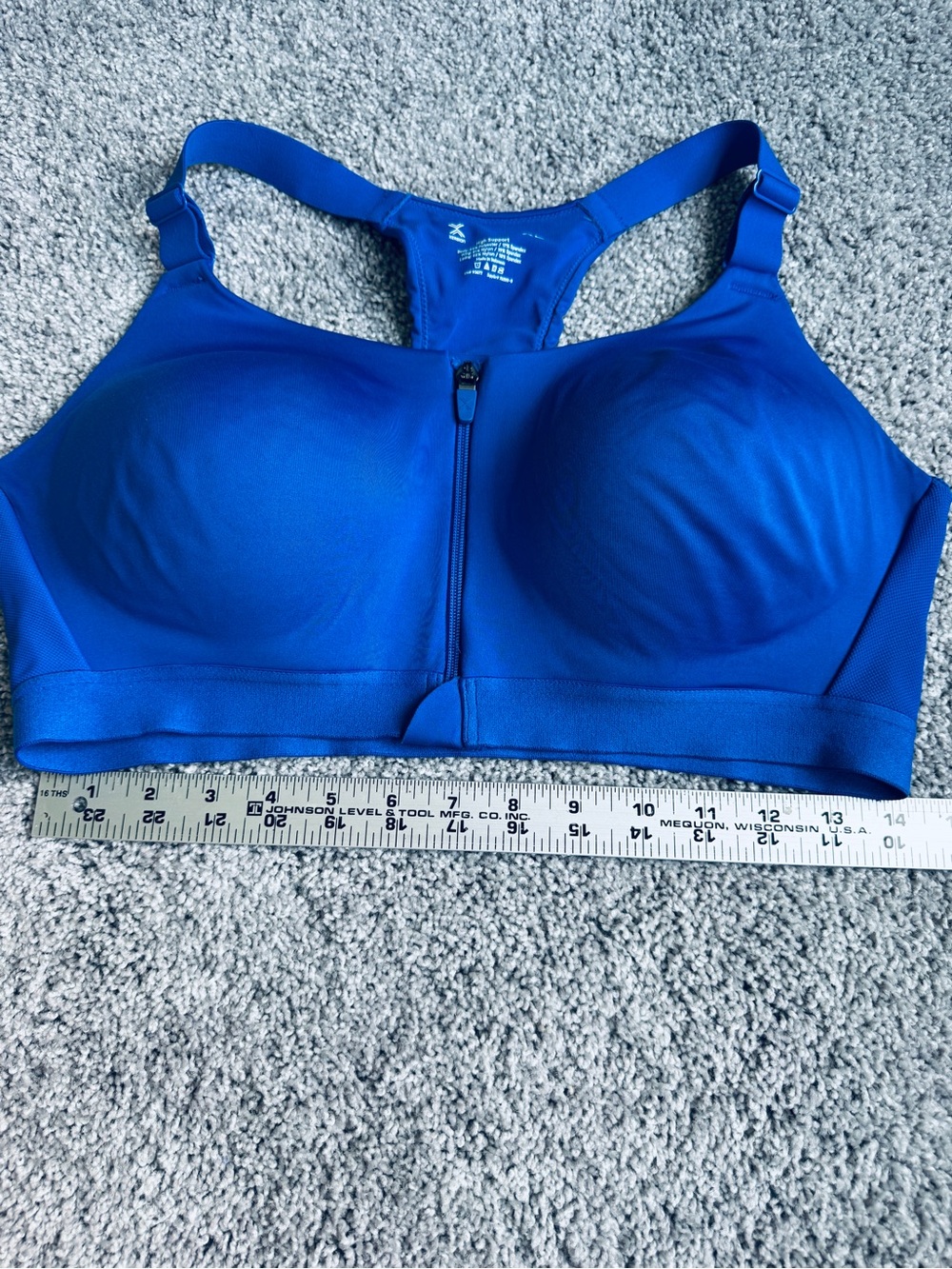 Xersion Royal Blue Front-Zip Racerback Sports Bra - Picture 4 of 5